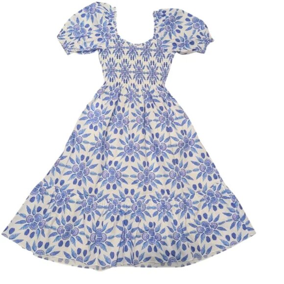 Hill House Louisa Nap Dress Blue Shell Mosaic Cotton Size Small - Picture 6 of 6